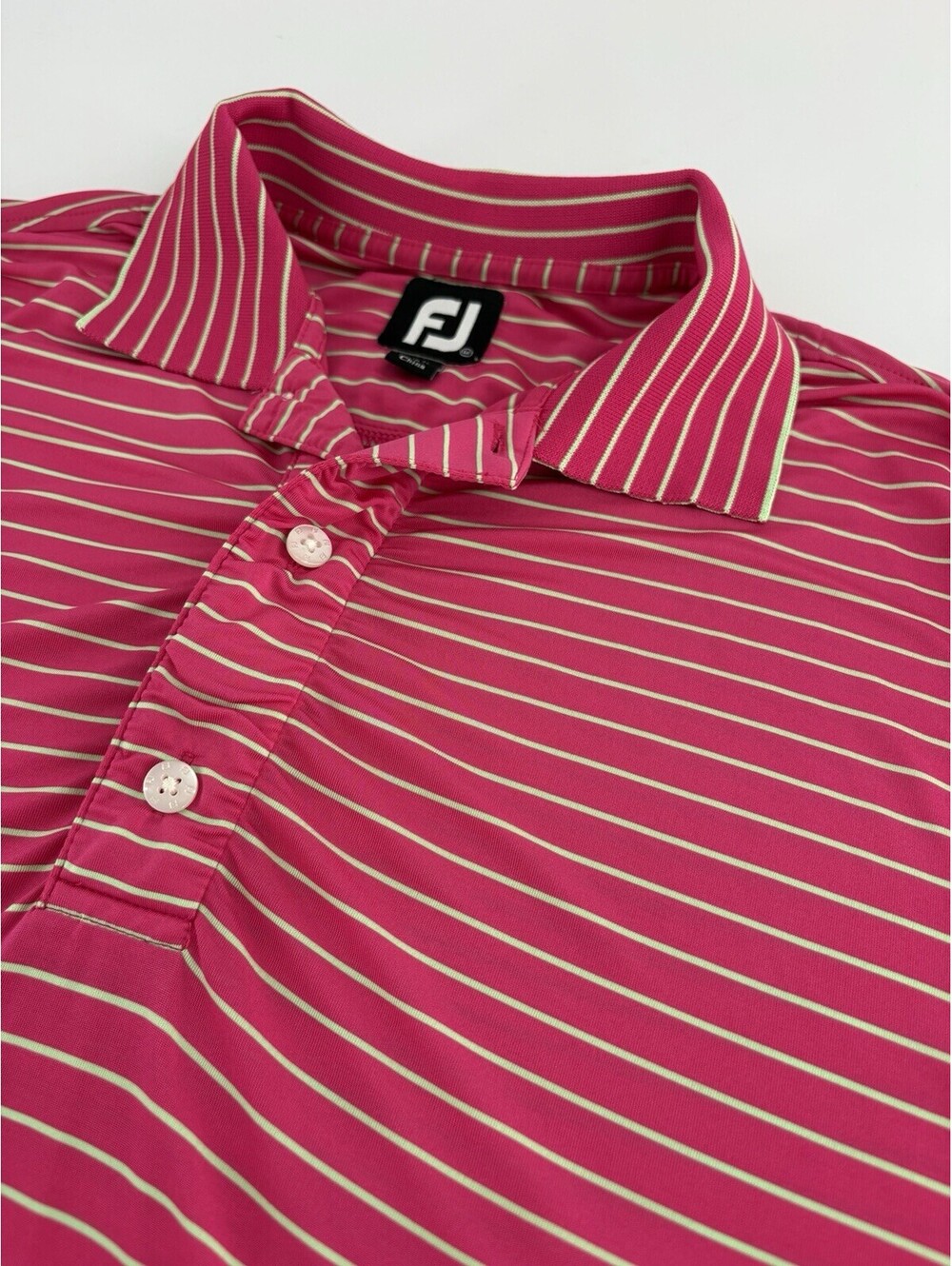 FootJoy FJ Golf Polo Men's XXL Pink Green Stripe Performance Stretch